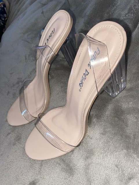alia strappy perspex high heels in clear nude